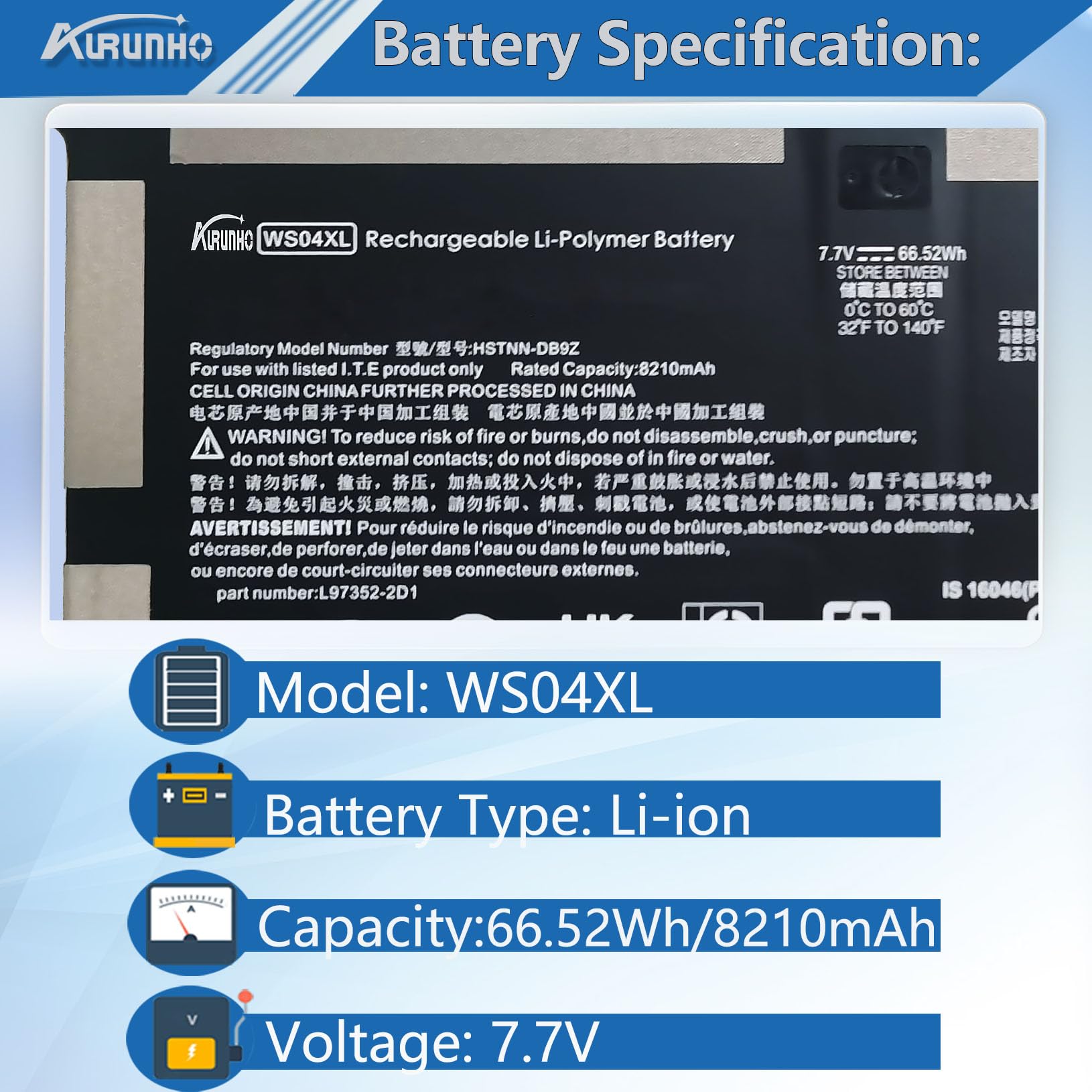 Amazon.com: AURUNHO WS04XL L97357-005 Laptop Battery Replacement